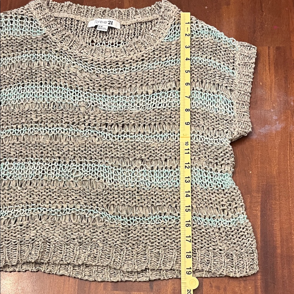 Forever 21 Open-Knit Sweater in Tan/Gray and Blue - Picture 5 of 5